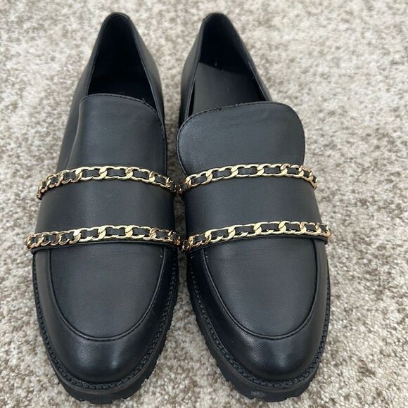 KARL LAGERFELD Paris Piel Liverpool Flat In Black Leather 8 - Picture 1 of 7